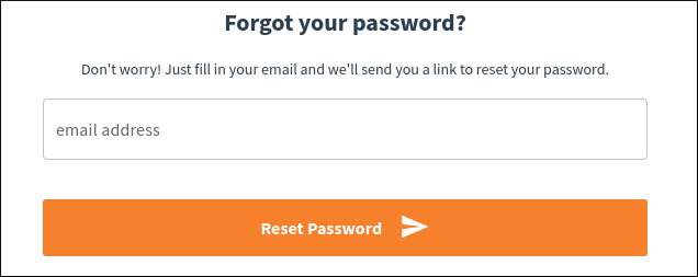 Screenshot of Step 1 of password reset. It shows the user's email address and button that says Next, which will send a reset link.