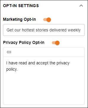 Opt-in Settings section