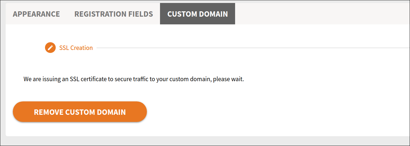 Custom domain. SSL certificate created.