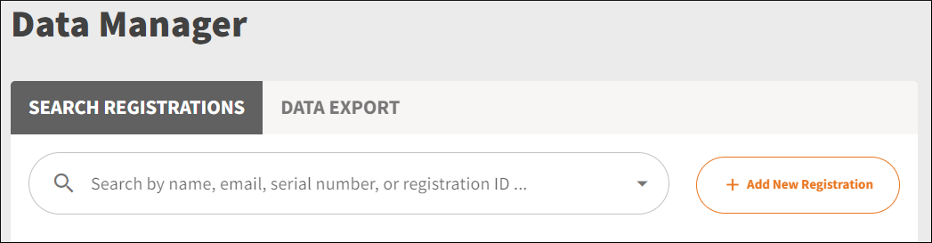 Search Registrations tab with 'Add New Registration' button.