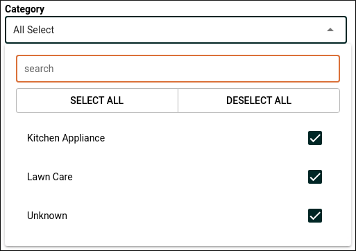 The Category drop-down screen capture