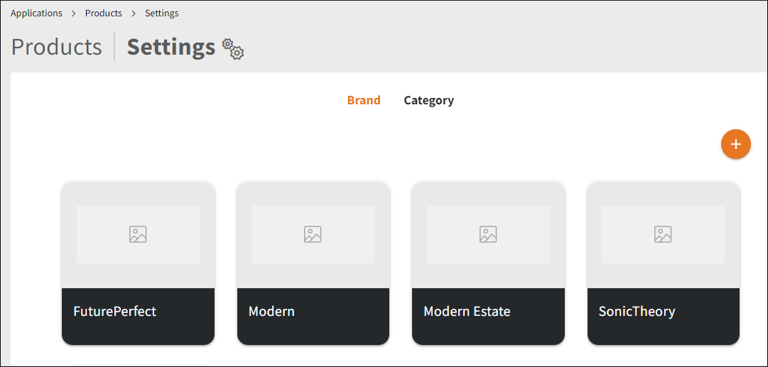 Screen capture of the Product Manager Settings page, Brand tab.