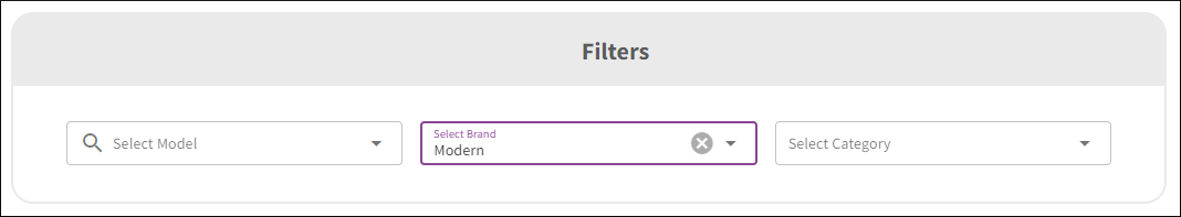 Screen capture of the QuickInsight filters