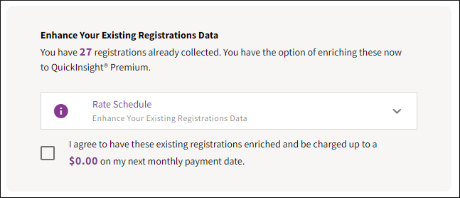 Option to enrich existing registration data